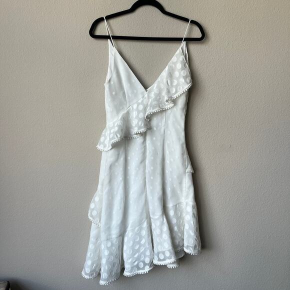 Keepsake See You Now Polka Dot Ruffle Dress in White Size S - Picture 3 of 5